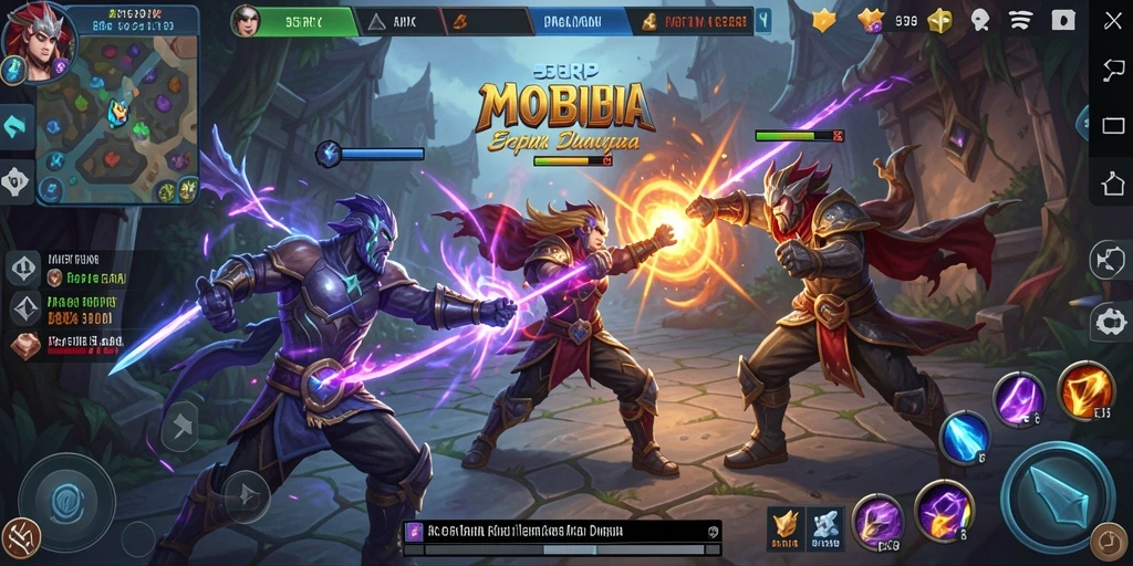 Gameplay seru dan intens di dalam dunia MOBA 55RP.
