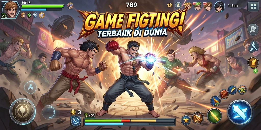 Tangkapan layar menampilkan pertarungan intens di BNI789 dengan karakter yang beragam.