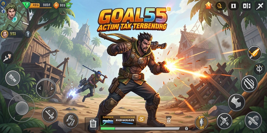 Tampilan gameplay mendebarkan di GOAL55 dengan aksi yang penuh tantangan.