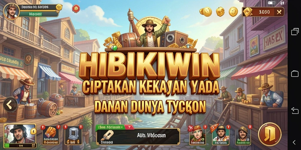 Screenshot gameplay HIBIKIWIN menampilkan keseruan manajemen bisnis.