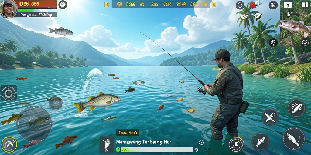 Tampilan gameplay seru memancing ikan di ID66.
