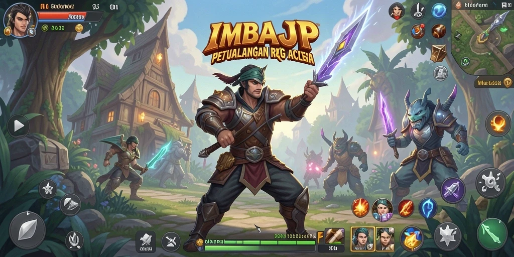 Tampilan menampilkan pertarungan epik dalam gameplay ARPG IMBAJP.