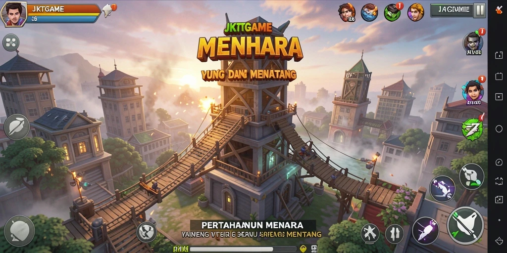 Tampilan seru gameplay Tower Defense di JKTGAME.