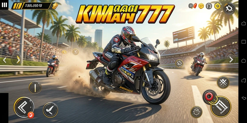 Tampilan gameplay KM777 yang penuh aksi dan kecepatan tinggi.