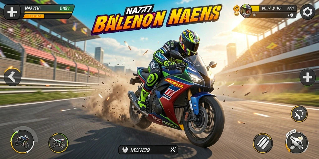 Gameplay menegangkan dengan balapan motor cepat di NA777.