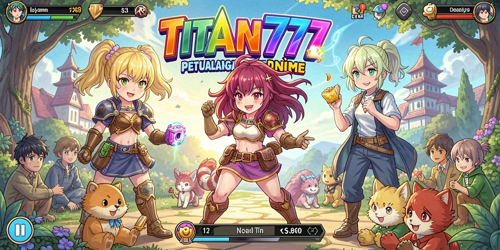Screenshot utama dari <strong>TITAN777</strong> menunjukkan aksi pertempuran karakter anime.