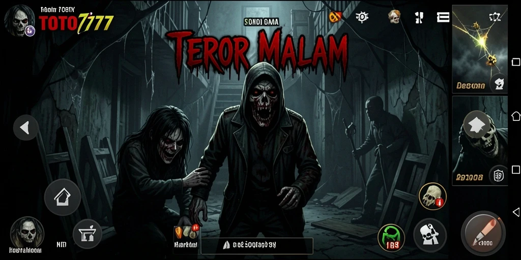 Tangkapan layar gameplay TOTO777 menunjukkan suasana menyeramkan yang penuh ketegangan.